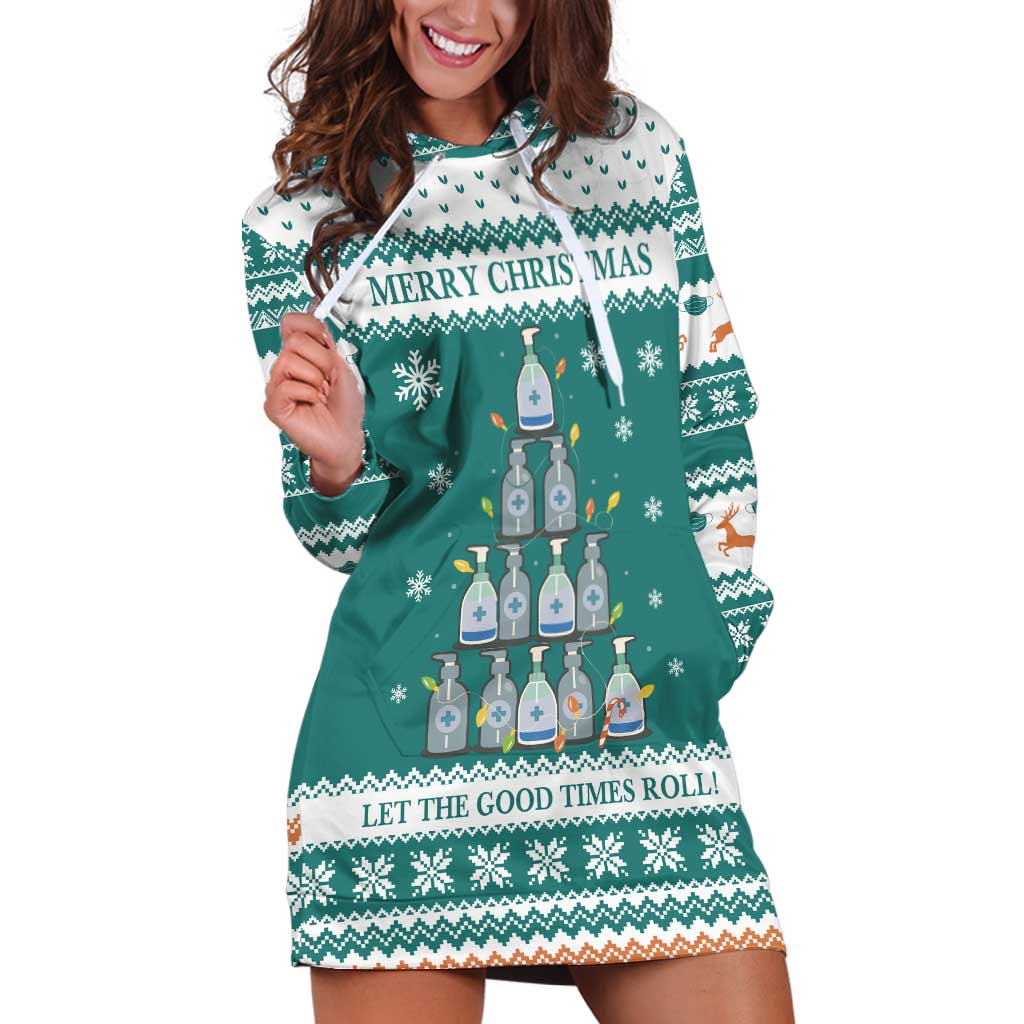 Sanitizer Merry Christmas Hoodie Dress Xmas Holiday Patterns - Wonder Print Shop