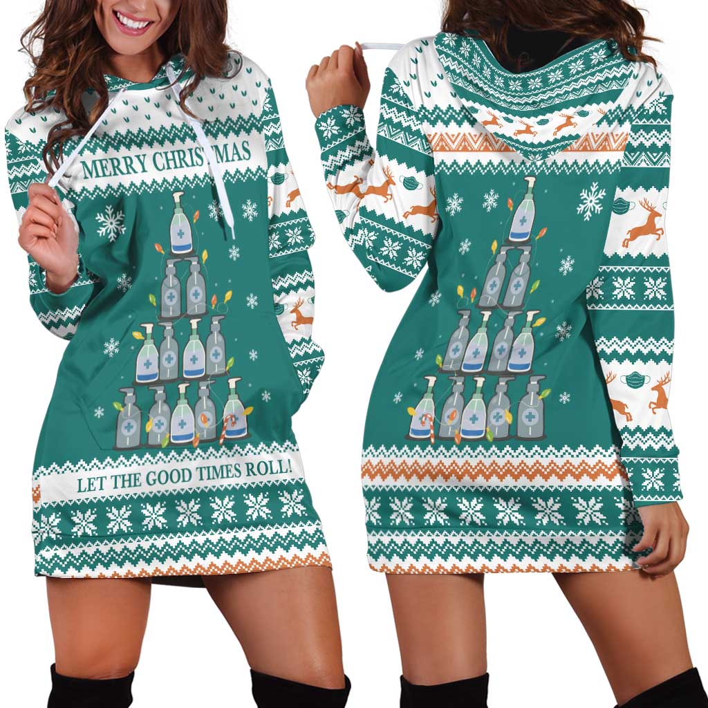 Sanitizer Merry Christmas Hoodie Dress Xmas Holiday Patterns - Wonder Print Shop