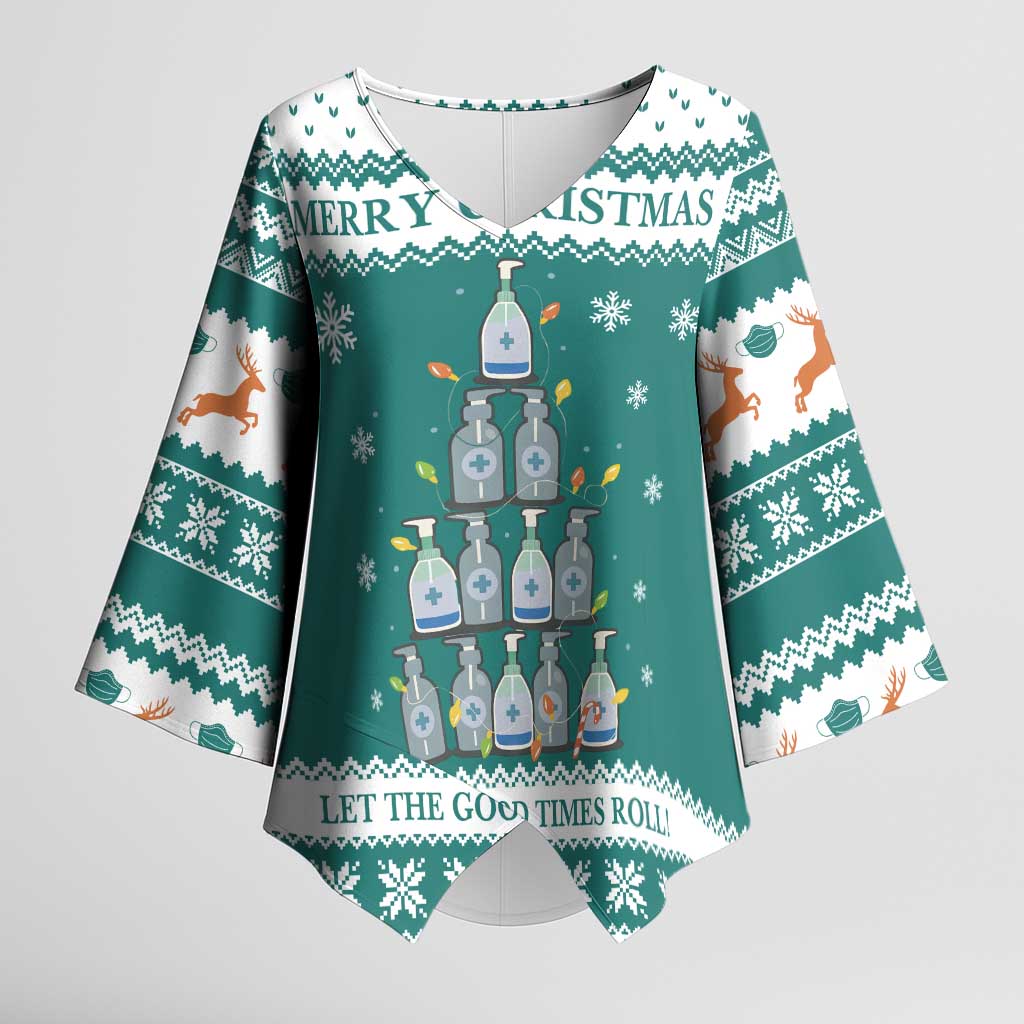 Sanitizer Merry Christmas Kimono Sleeve Blouse Xmas Holiday Patterns - Wonder Print Shop