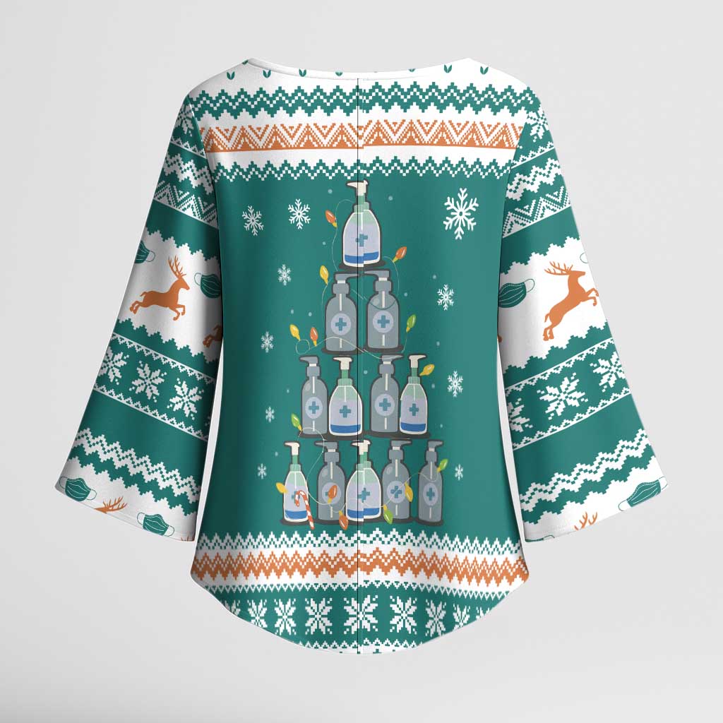 Sanitizer Merry Christmas Kimono Sleeve Blouse Xmas Holiday Patterns - Wonder Print Shop