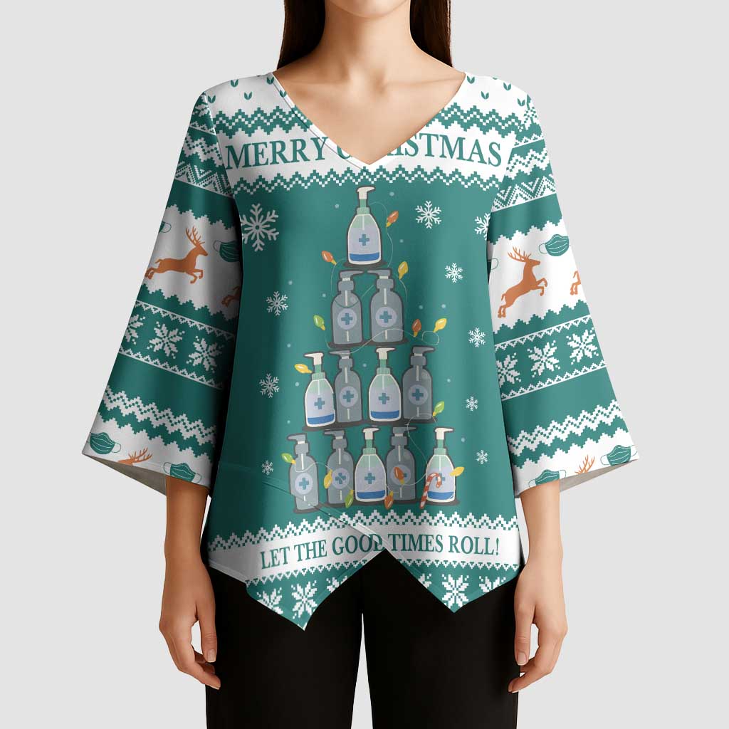 Sanitizer Merry Christmas Kimono Sleeve Blouse Xmas Holiday Patterns - Wonder Print Shop
