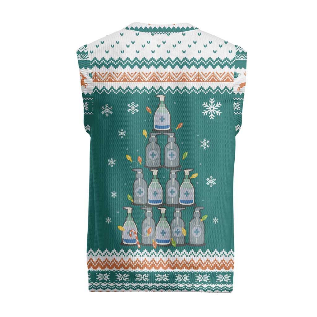 Sanitizer Merry Christmas Knitted V-Neck Vest Xmas Holiday Patterns - Wonder Print Shop