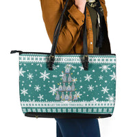 Sanitizer Merry Christmas Leather Tote Bag Xmas Holiday Patterns - Wonder Print Shop