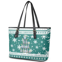 Sanitizer Merry Christmas Leather Tote Bag Xmas Holiday Patterns - Wonder Print Shop
