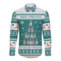 Sanitizer Merry Christmas Long Sleeve Button Shirt Xmas Holiday Patterns - Wonder Print Shop