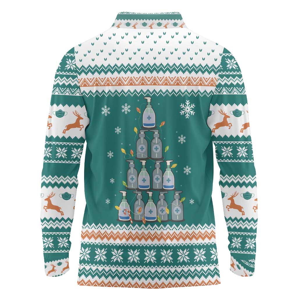 Sanitizer Merry Christmas Long Sleeve Polo Shirt Xmas Holiday Patterns - Wonder Print Shop
