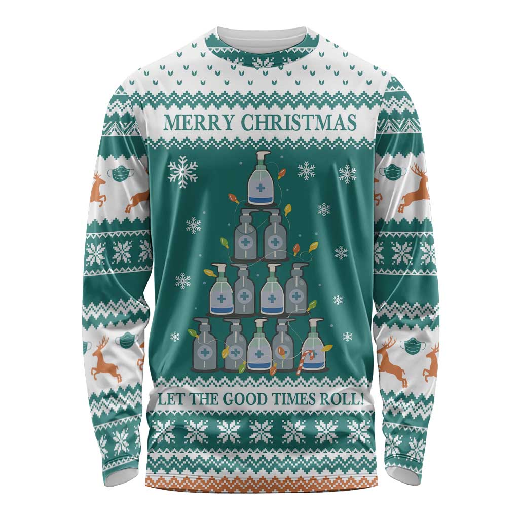 Sanitizer Merry Christmas Long Sleeve Shirt Xmas Holiday Patterns - Wonder Print Shop