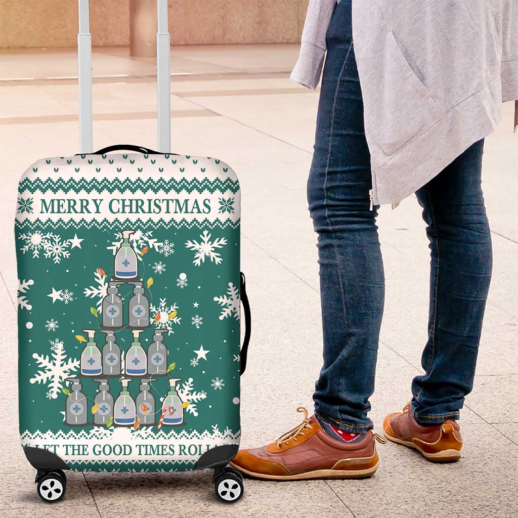 Sanitizer Merry Christmas Luggage Cover Xmas Holiday Patterns - Wonder Print Shop