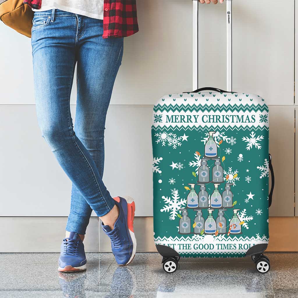 Sanitizer Merry Christmas Luggage Cover Xmas Holiday Patterns - Wonder Print Shop