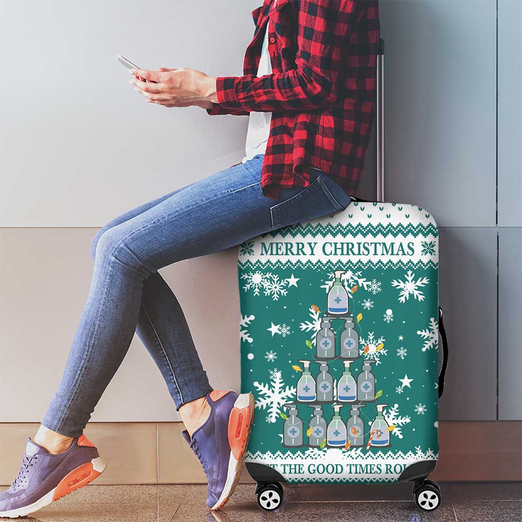 Sanitizer Merry Christmas Luggage Cover Xmas Holiday Patterns - Wonder Print Shop