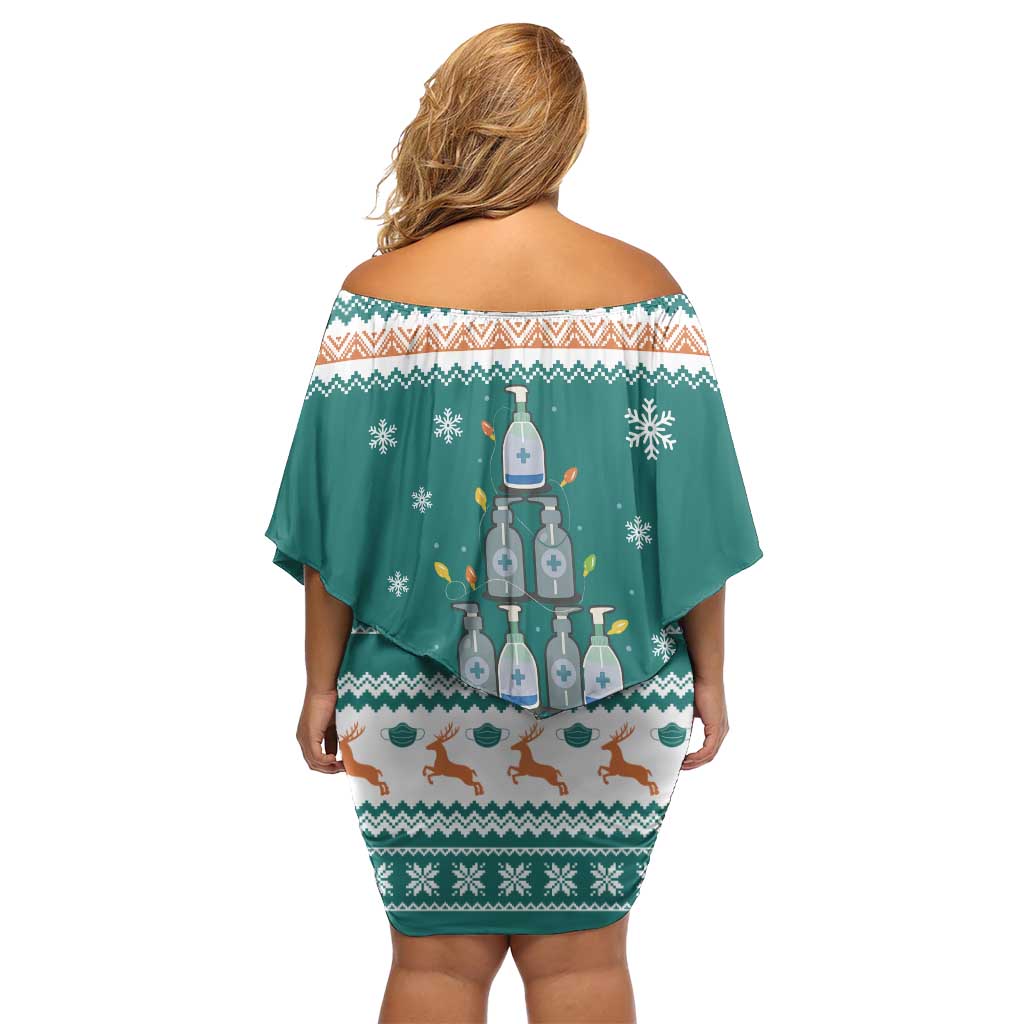 Sanitizer Merry Christmas Off Shoulder Short Dress Xmas Holiday Patterns - Wonder Print Shop