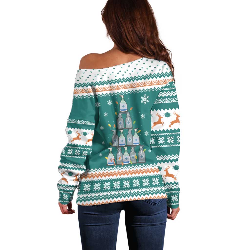 Sanitizer Merry Christmas Off Shoulder Sweater Xmas Holiday Patterns - Wonder Print Shop