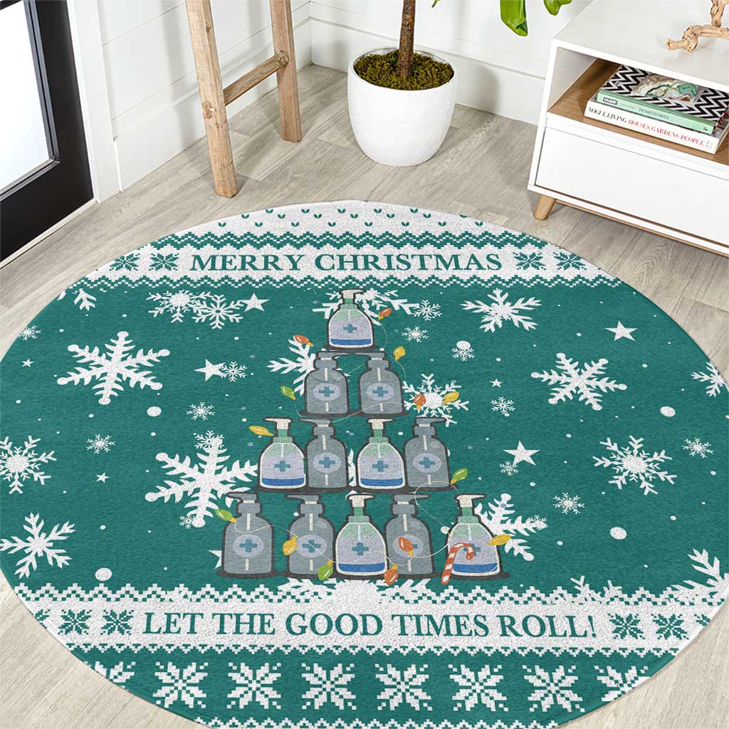 Sanitizer Merry Christmas Round Carpet Xmas Holiday Patterns - Wonder Print Shop