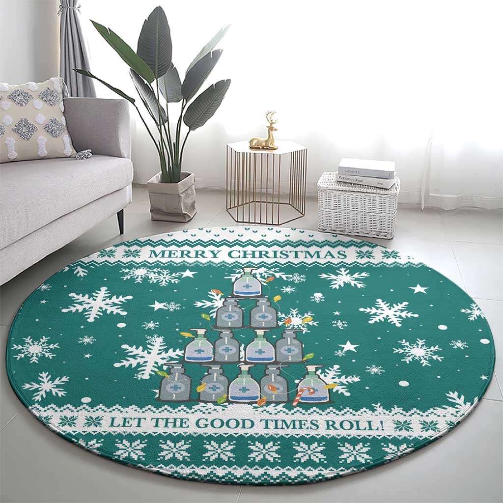 Sanitizer Merry Christmas Round Carpet Xmas Holiday Patterns - Wonder Print Shop