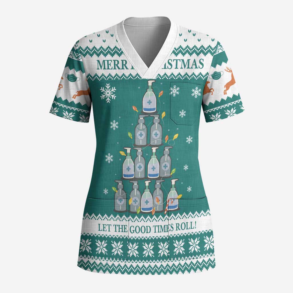 Sanitizer Merry Christmas Scrub Top Xmas Holiday Patterns - Wonder Print Shop