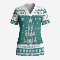 Sanitizer Merry Christmas Scrub Top Xmas Holiday Patterns - Wonder Print Shop