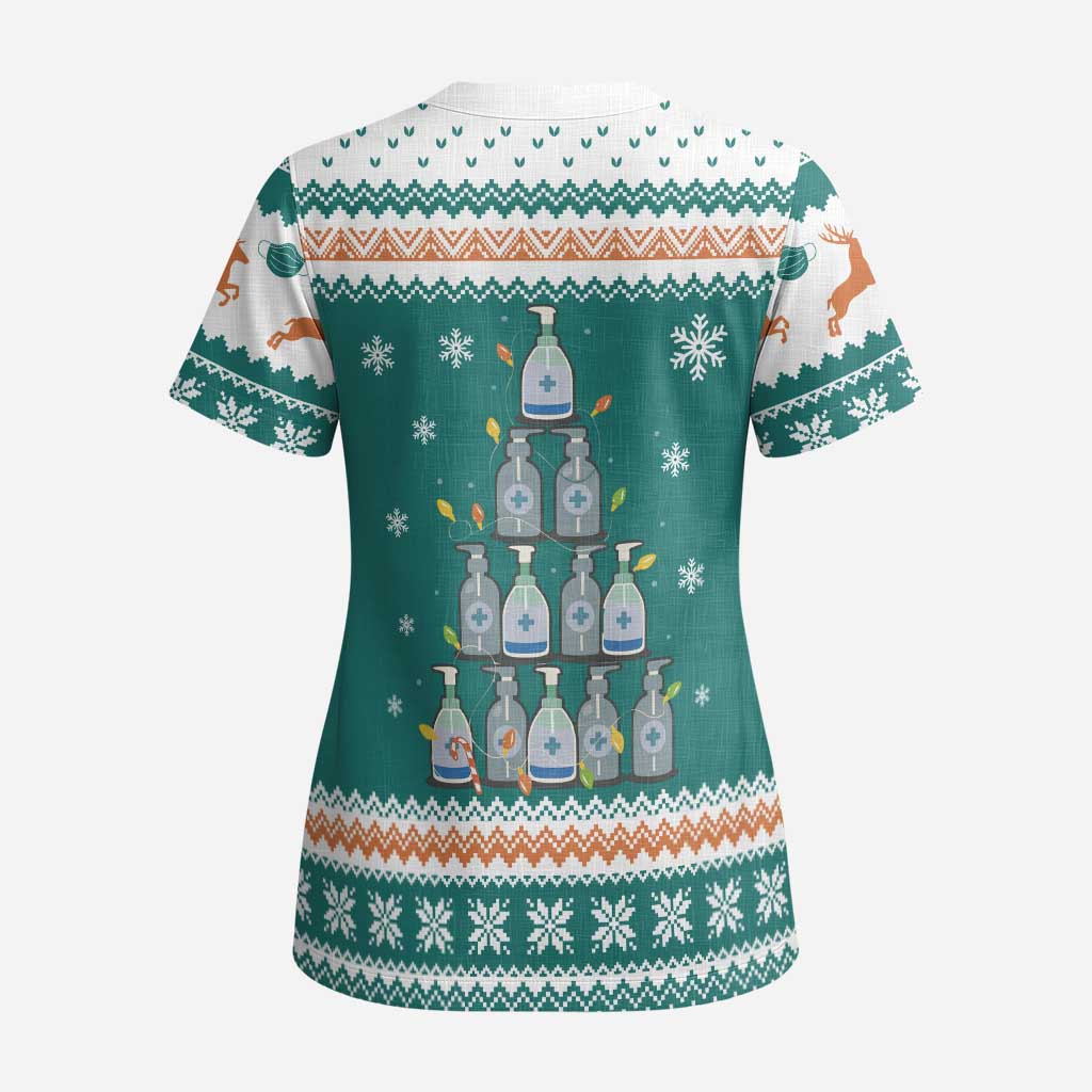 Sanitizer Merry Christmas Scrub Top Xmas Holiday Patterns - Wonder Print Shop
