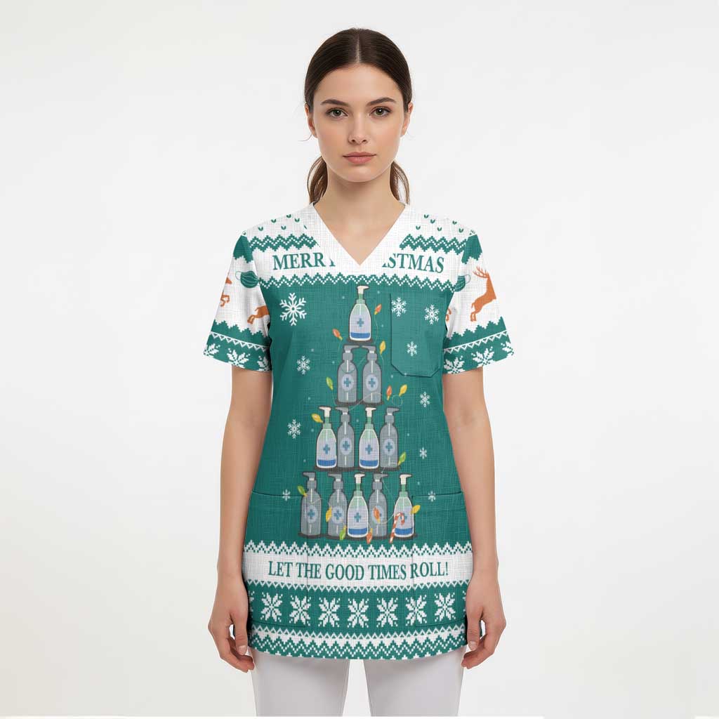 Sanitizer Merry Christmas Scrub Top Xmas Holiday Patterns - Wonder Print Shop