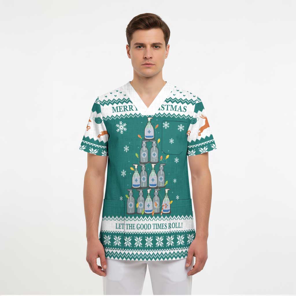 Sanitizer Merry Christmas Scrub Top Xmas Holiday Patterns - Wonder Print Shop