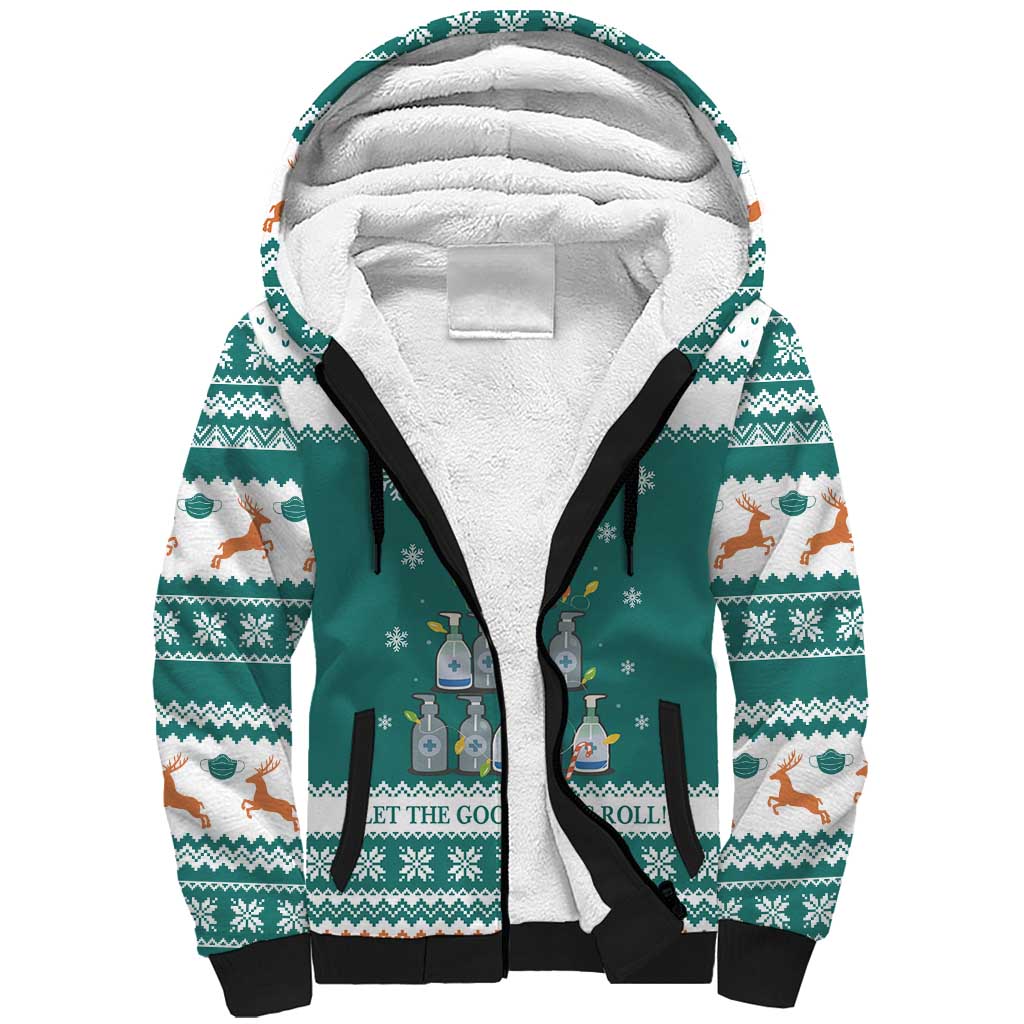 Sanitizer Merry Christmas Sherpa Hoodie Xmas Holiday Patterns - Wonder Print Shop