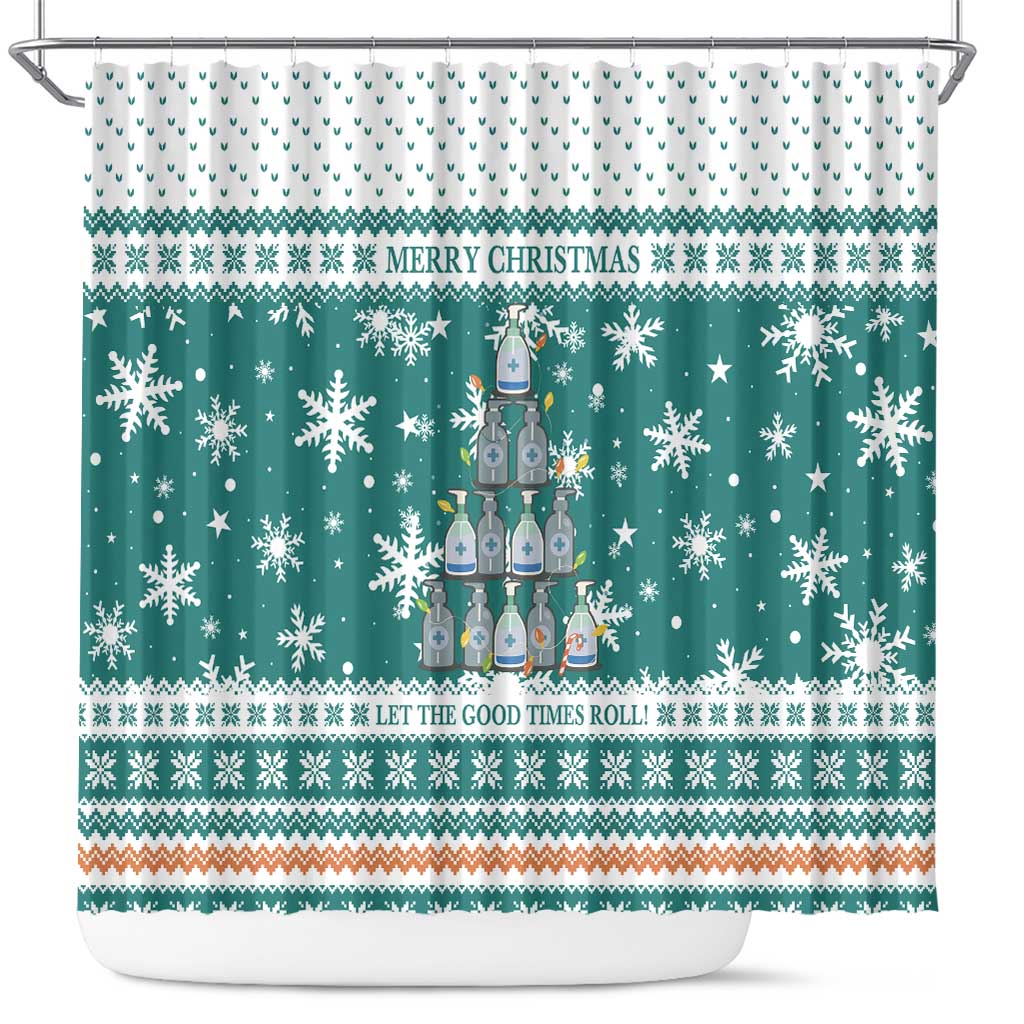Sanitizer Merry Christmas Shower Curtain Xmas Holiday Patterns - Wonder Print Shop