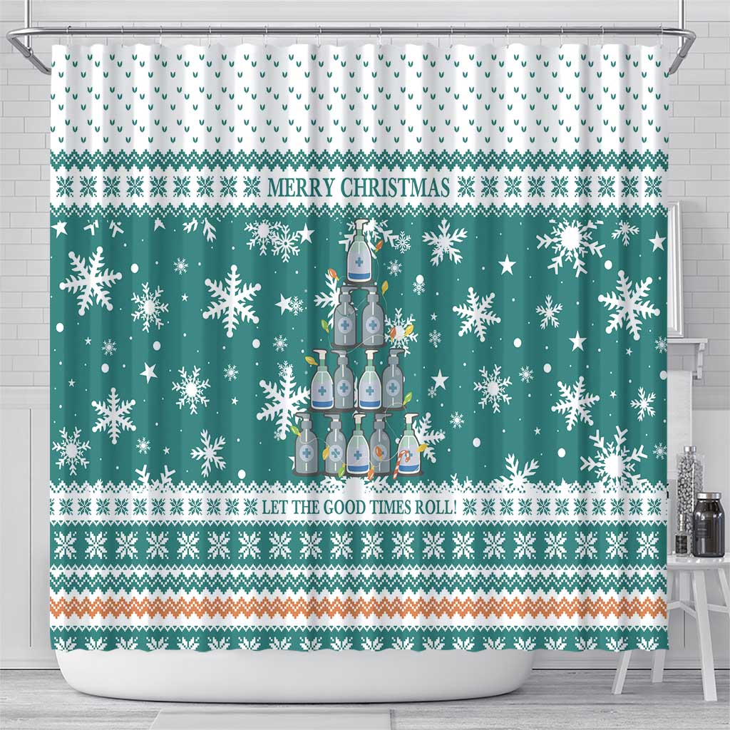 Sanitizer Merry Christmas Shower Curtain Xmas Holiday Patterns - Wonder Print Shop