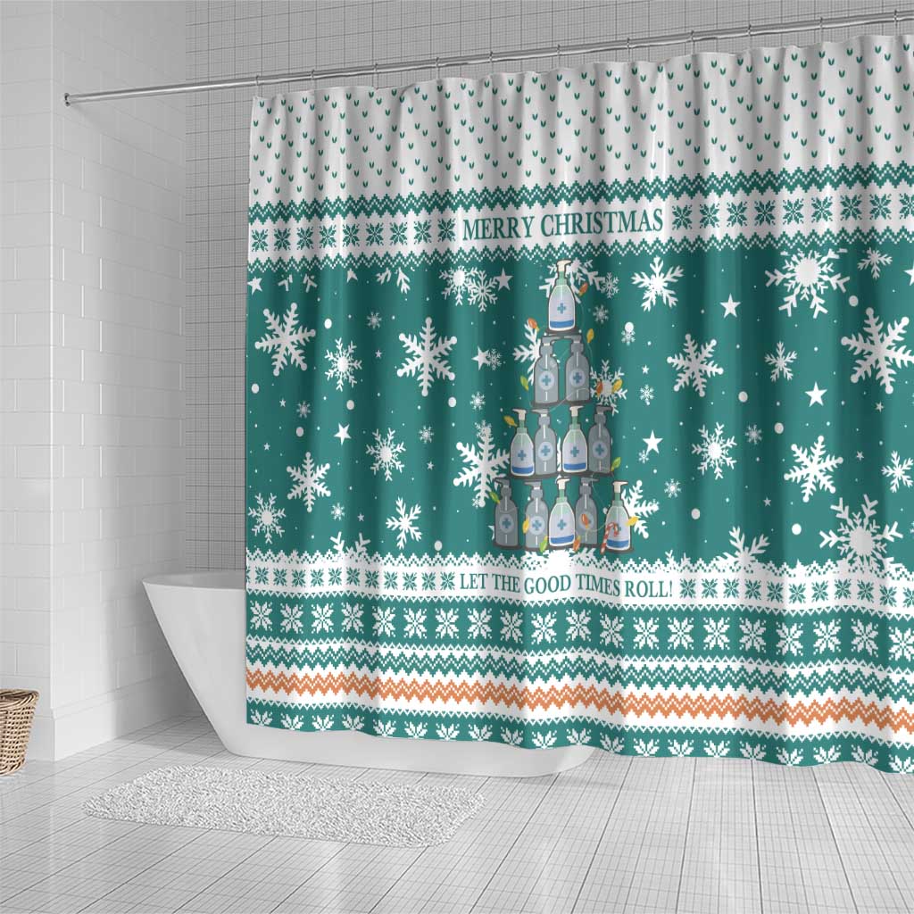 Sanitizer Merry Christmas Shower Curtain Xmas Holiday Patterns - Wonder Print Shop