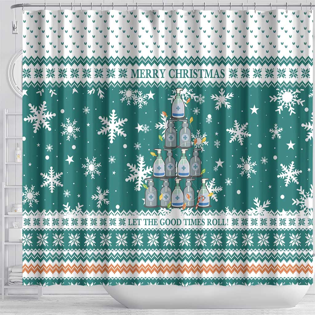 Sanitizer Merry Christmas Shower Curtain Xmas Holiday Patterns - Wonder Print Shop