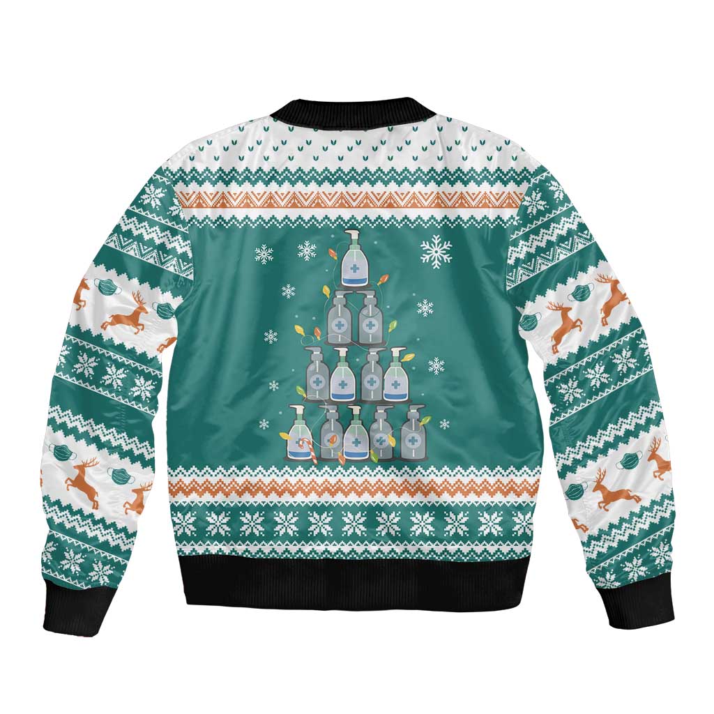 Sanitizer Merry Christmas Sleeve Zip Bomber Jacket Xmas Holiday Patterns - Wonder Print Shop