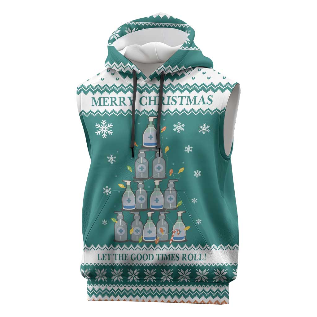 Sanitizer Merry Christmas Sleeveless Hoodie Xmas Holiday Patterns - Wonder Print Shop