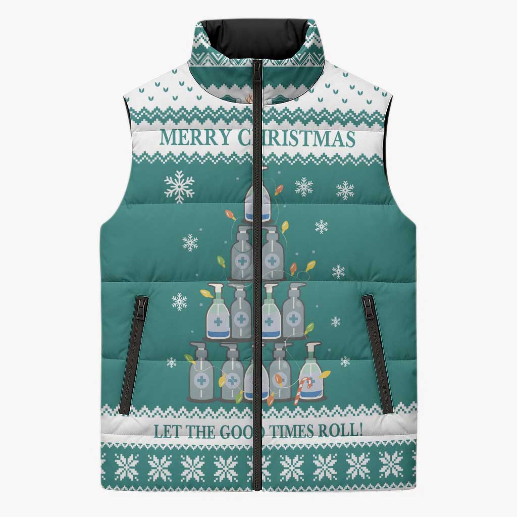 Sanitizer Merry Christmas Sleeveless Puffer Jacket Xmas Holiday Patterns - Wonder Print Shop