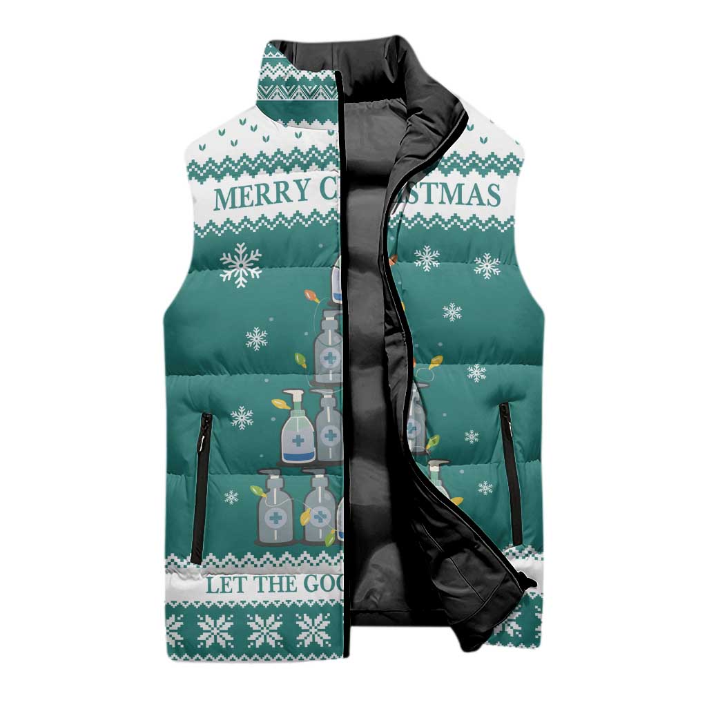 Sanitizer Merry Christmas Sleeveless Puffer Jacket Xmas Holiday Patterns - Wonder Print Shop
