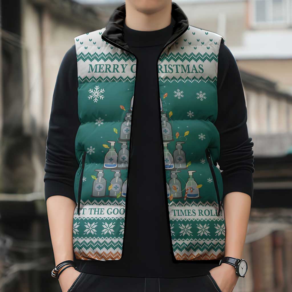 Sanitizer Merry Christmas Sleeveless Puffer Jacket Xmas Holiday Patterns - Wonder Print Shop