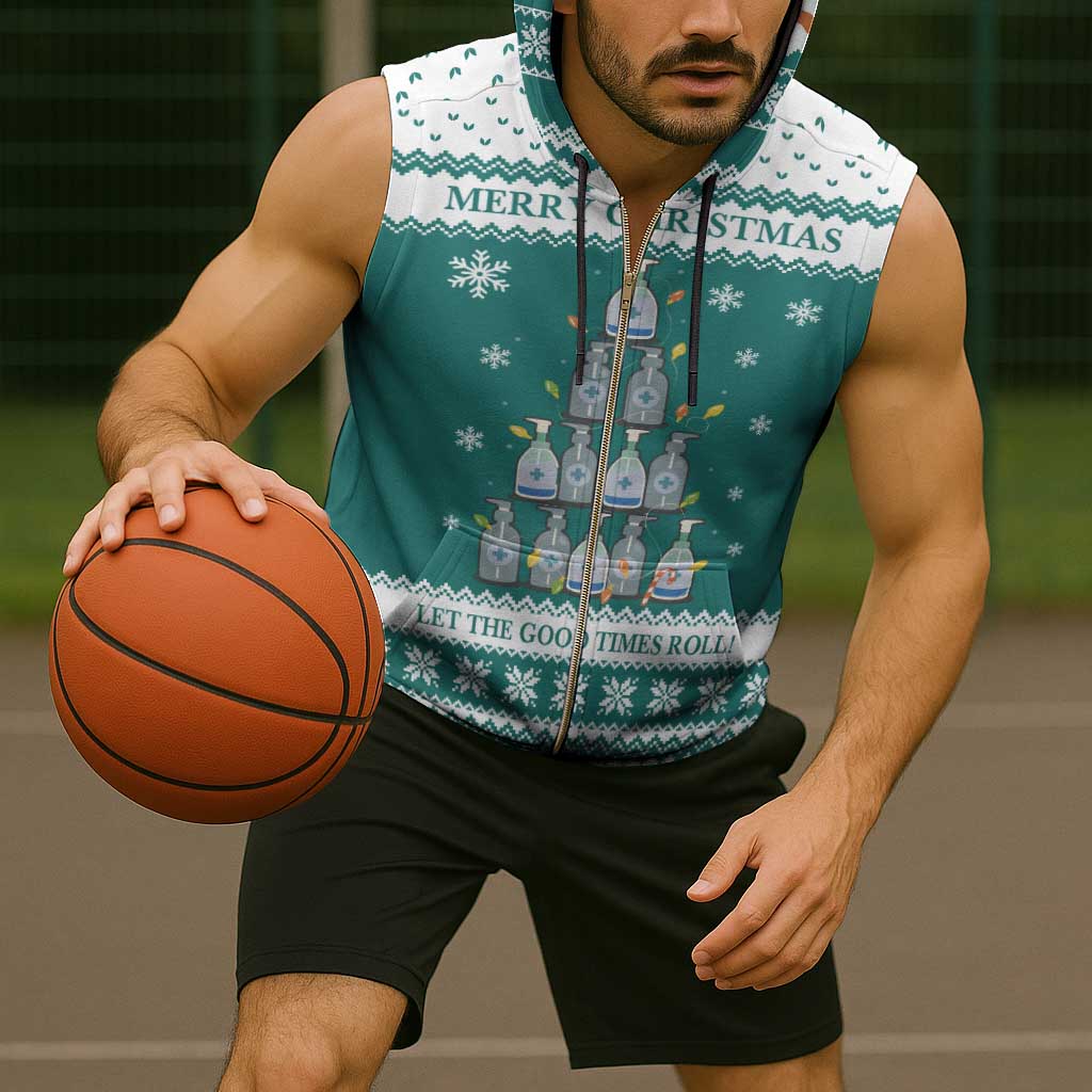 Sanitizer Merry Christmas Sleeveless Zip Hoodie Xmas Holiday Patterns - Wonder Print Shop