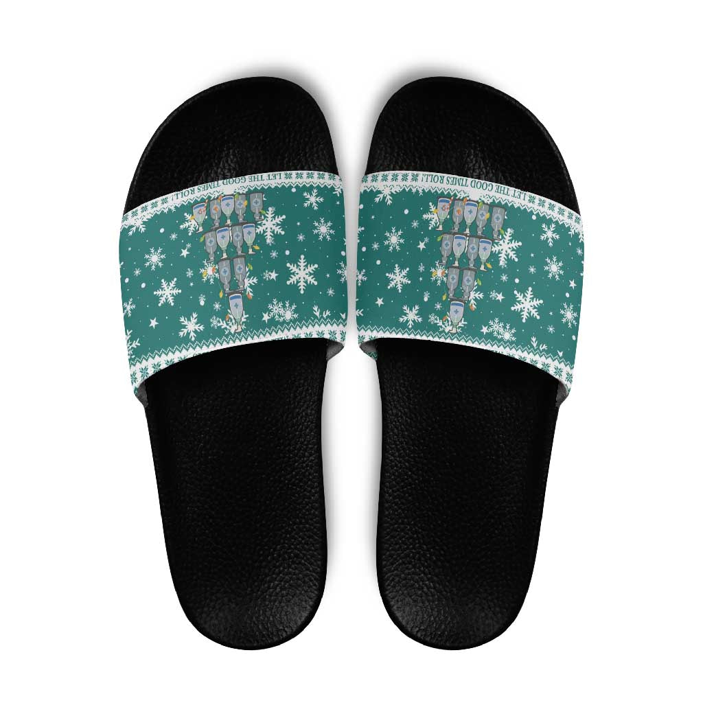 Sanitizer Merry Christmas Slide Sandals Xmas Holiday Patterns - Wonder Print Shop