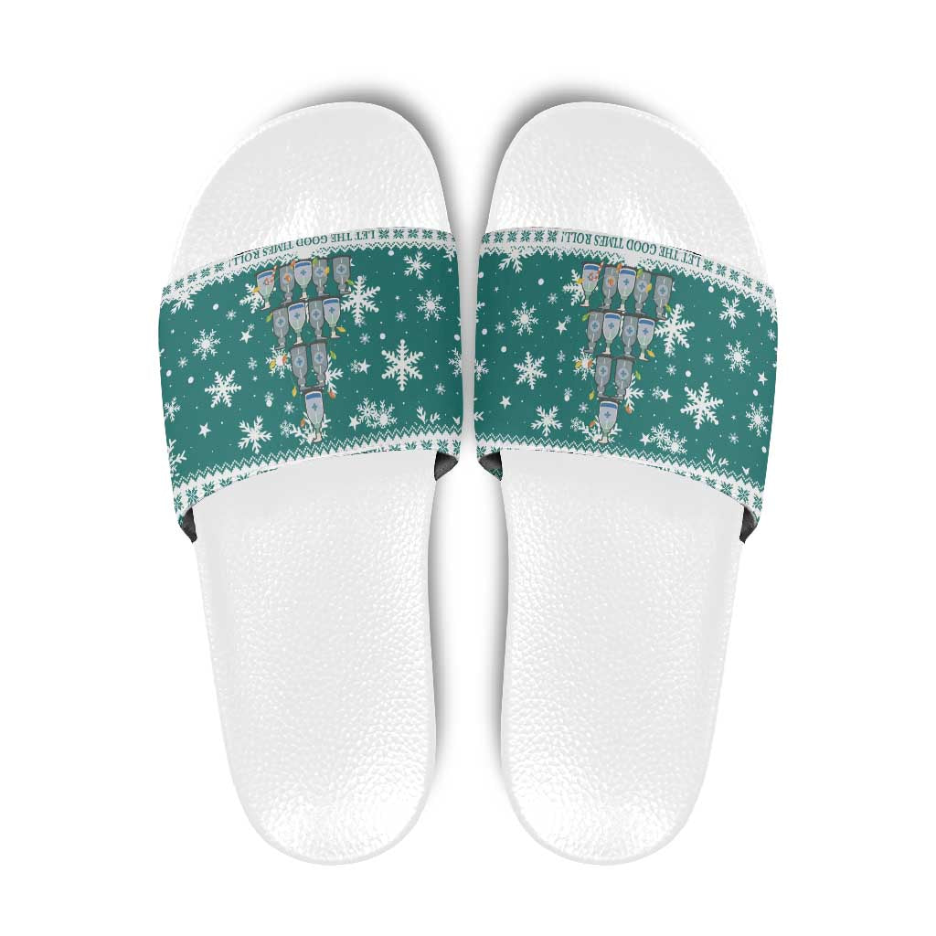 Sanitizer Merry Christmas Slide Sandals Xmas Holiday Patterns - Wonder Print Shop