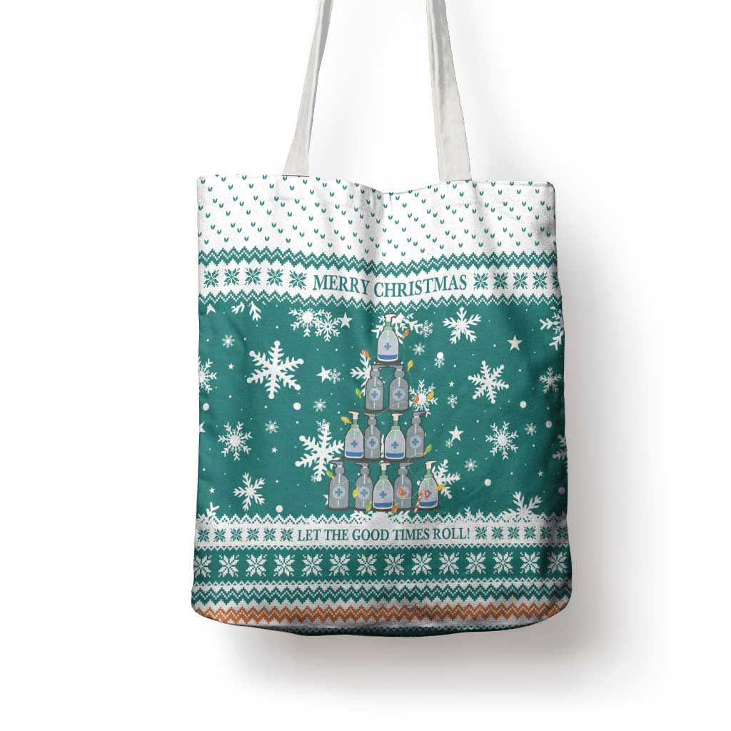 Sanitizer Merry Christmas Tote Bag Xmas Holiday Patterns - Wonder Print Shop