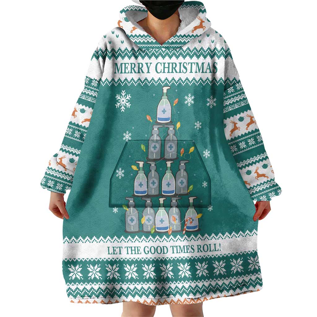 Sanitizer Merry Christmas Wearable Blanket Hoodie Xmas Holiday Patterns - Wonder Print Shop