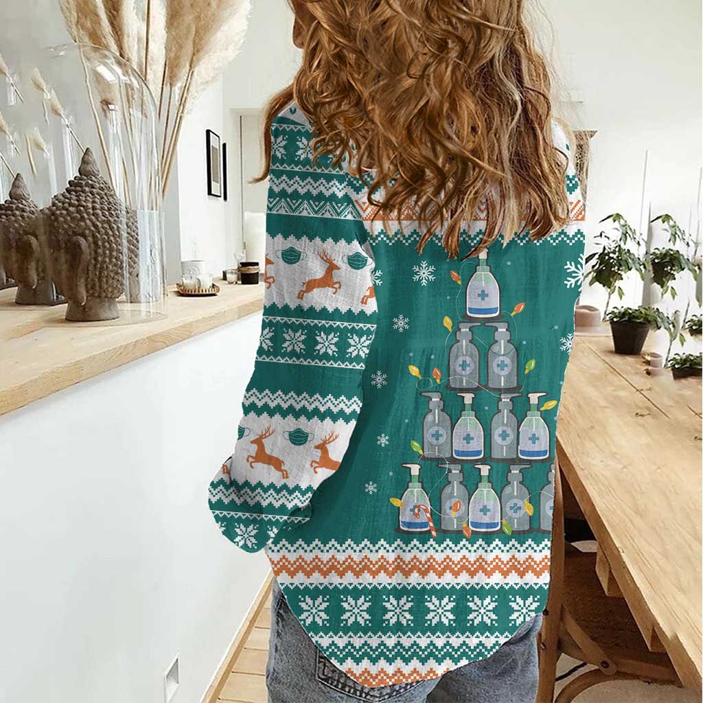 Sanitizer Merry Christmas Women Casual Shirt Xmas Holiday Patterns - Wonder Print Shop