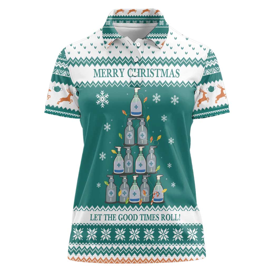 Sanitizer Merry Christmas Women Polo Shirt Xmas Holiday Patterns - Wonder Print Shop