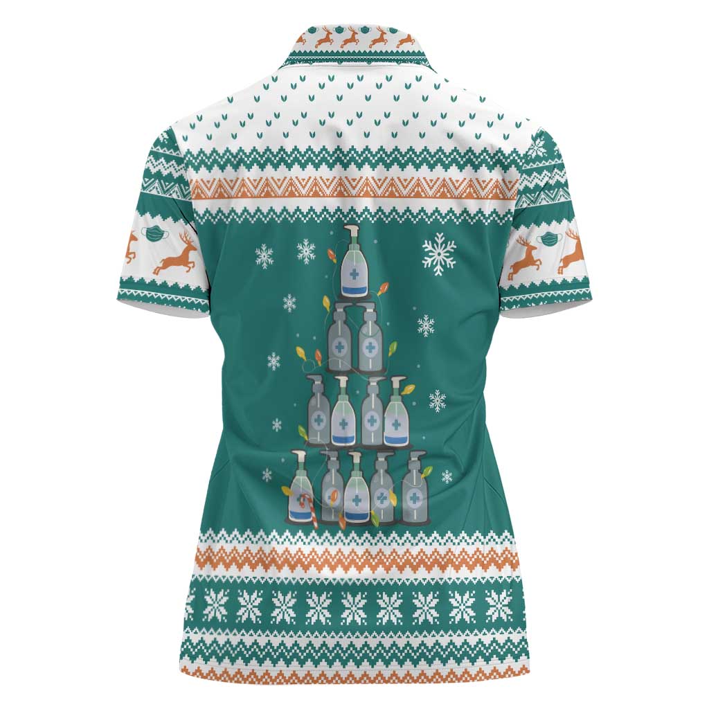 Sanitizer Merry Christmas Women Polo Shirt Xmas Holiday Patterns - Wonder Print Shop
