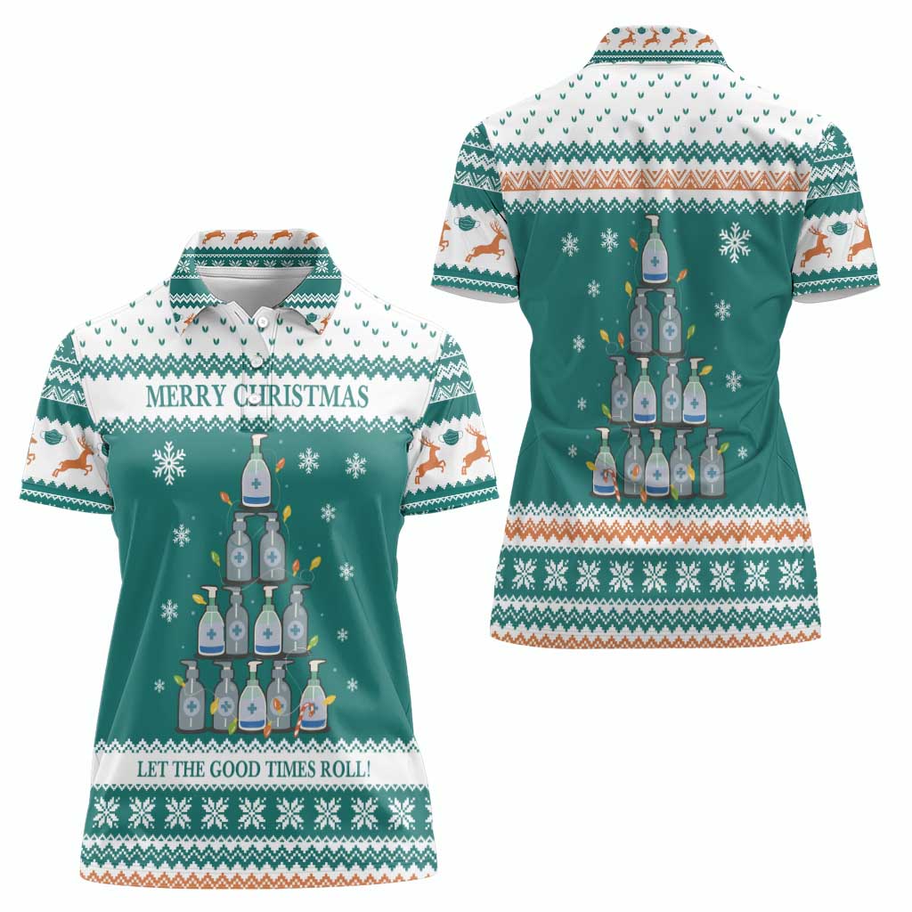 Sanitizer Merry Christmas Women Polo Shirt Xmas Holiday Patterns - Wonder Print Shop