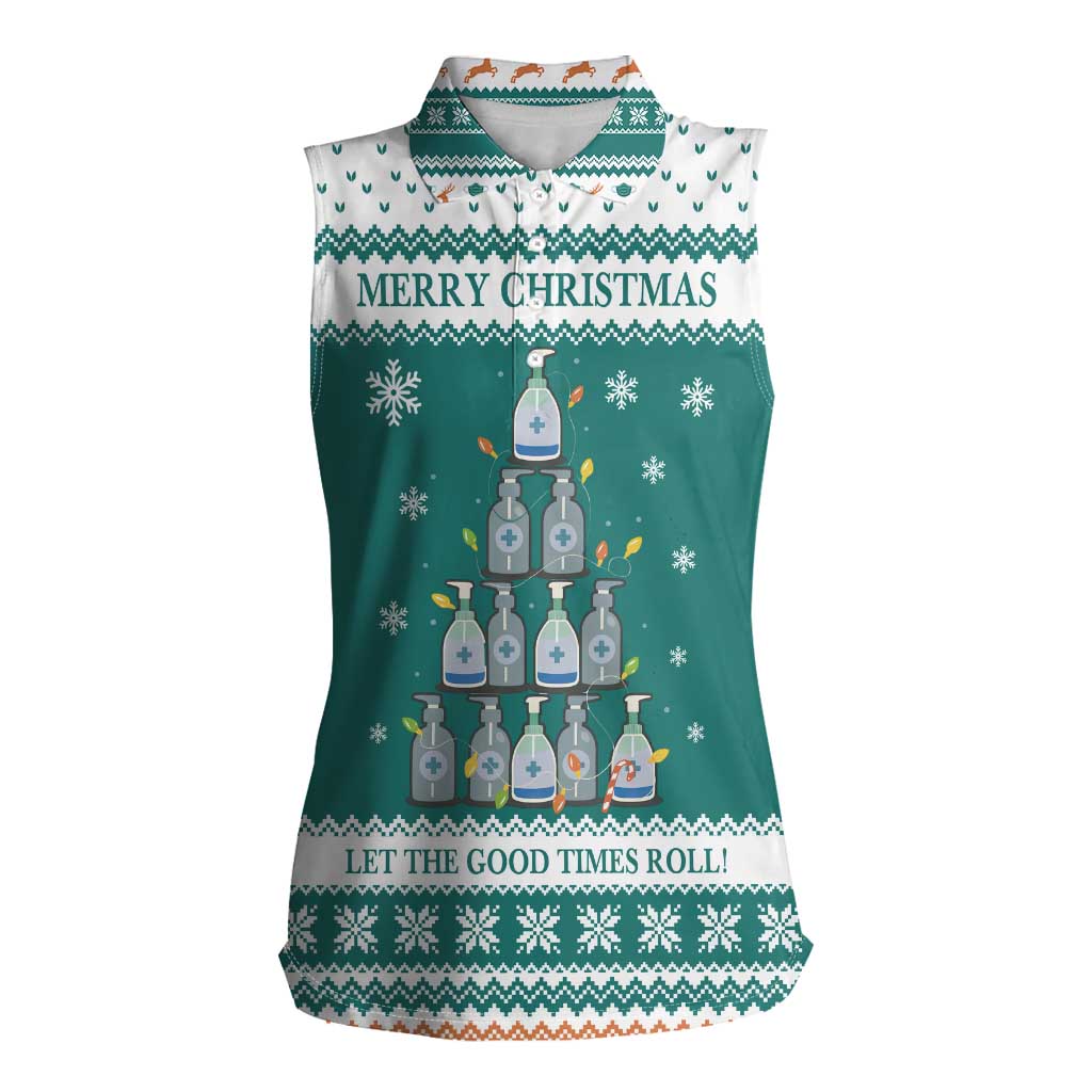 Sanitizer Merry Christmas Women Sleeveless Polo Shirt Xmas Holiday Patterns - Wonder Print Shop