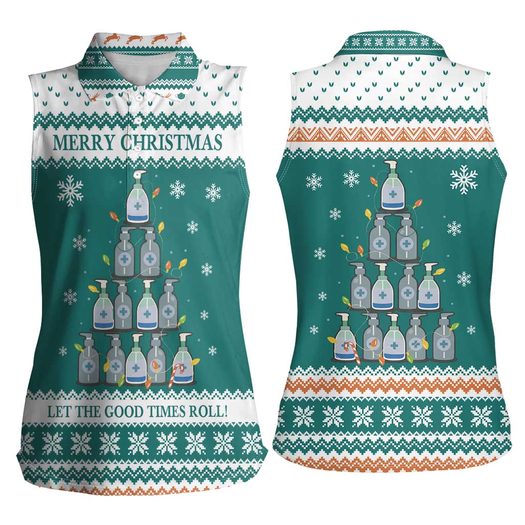 Sanitizer Merry Christmas Women Sleeveless Polo Shirt Xmas Holiday Patterns - Wonder Print Shop