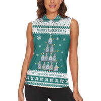 Sanitizer Merry Christmas Women Sleeveless Polo Shirt Xmas Holiday Patterns - Wonder Print Shop