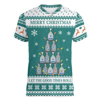 Sanitizer Merry Christmas Women V-Neck T-Shirt Xmas Holiday Patterns - Wonder Print Shop