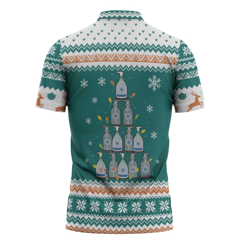 Sanitizer Merry Christmas Zipper Polo Shirt Xmas Holiday Patterns - Wonder Print Shop