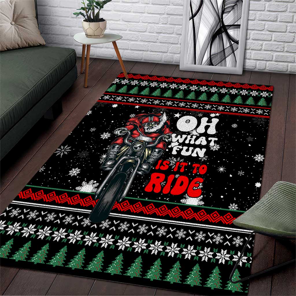 Santa And Motor Christmas Area Rug Xmas Holiday Patterns - Wonder Print Shop