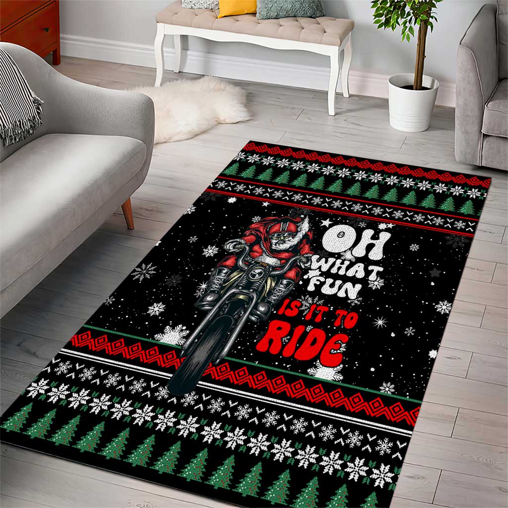 Santa And Motor Christmas Area Rug Xmas Holiday Patterns - Wonder Print Shop