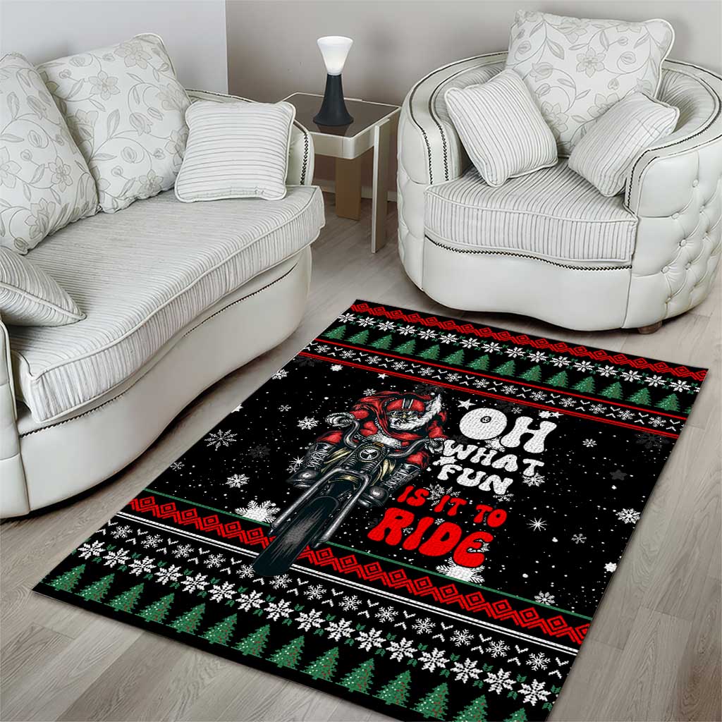 Santa And Motor Christmas Area Rug Xmas Holiday Patterns - Wonder Print Shop